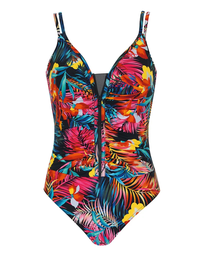 Tropical Zipper Swimsuit