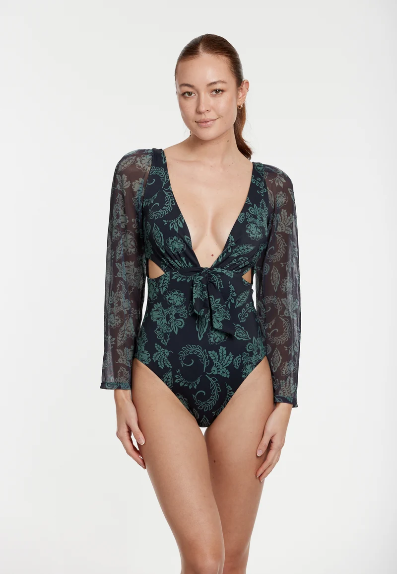 Floral Shade Longsleeve Swimsuit
