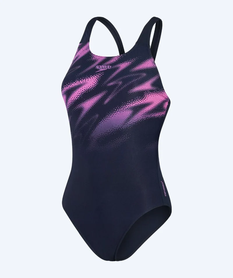 Speedo Badeanzug für Damen - Hyperboom Placement Muscleback - Dunkelblau/Rosa