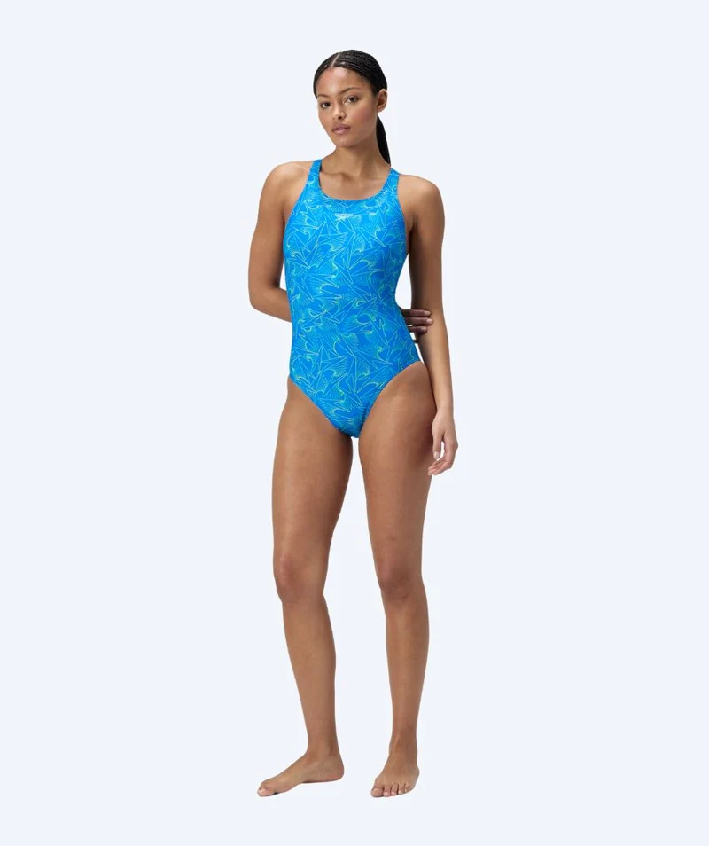 Speedo Badeanzug für Damen - Hyperboom Allover Medalist - Blau/Grün