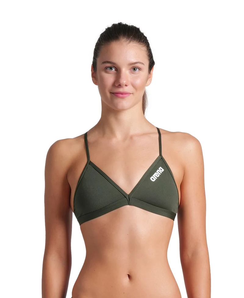 Arena Team Damen Bikinitop Tie Back Solid Dark Sage