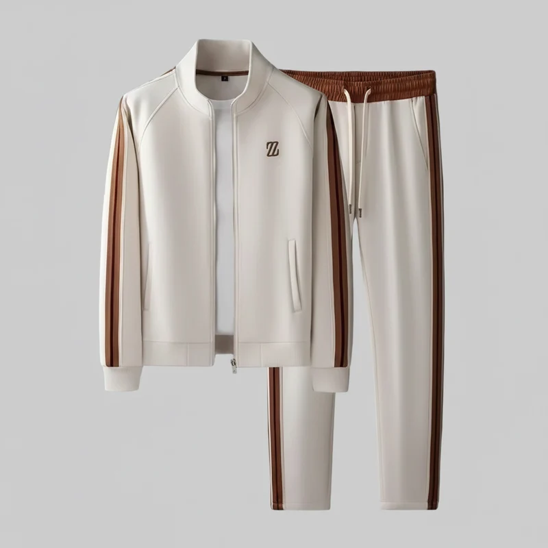 Stilvolles Herren-Set aus bestickter Jacke und Hose für einen coolen Alltagslook