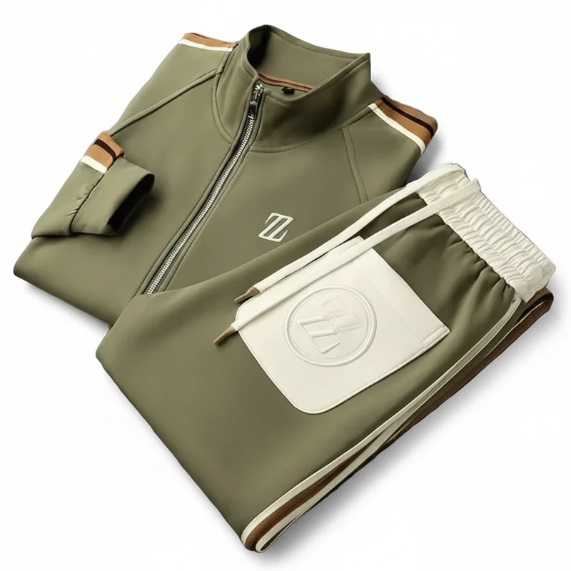Stilvolles Herren-Set aus bestickter Jacke und Hose für einen coolen Alltagslook