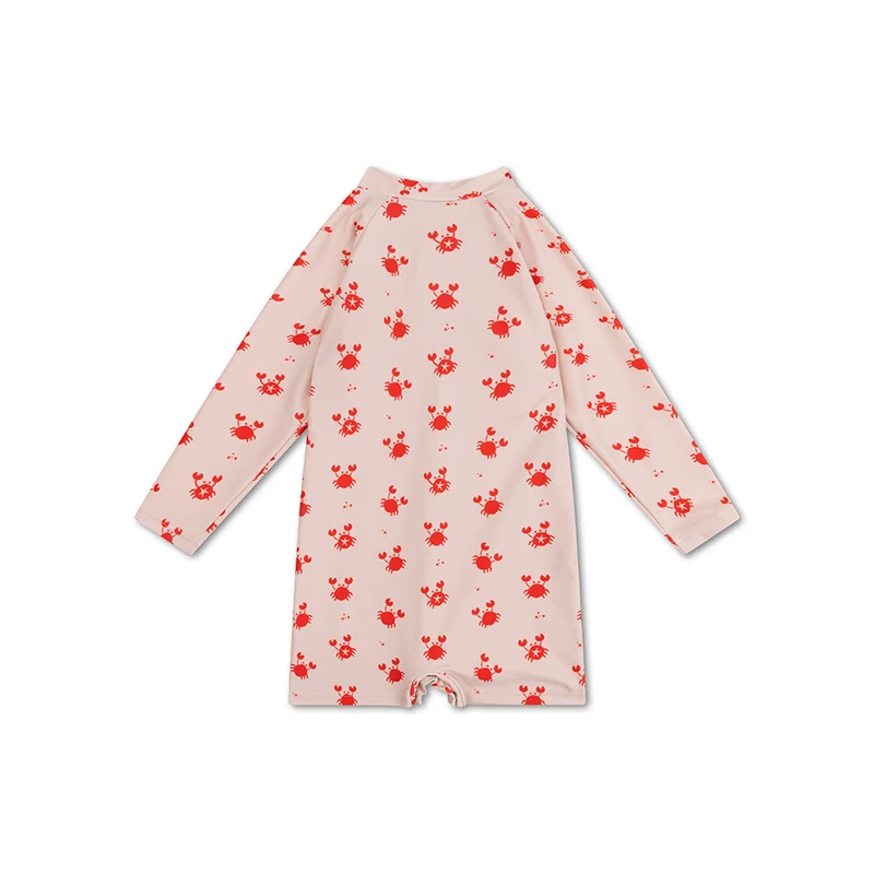 UV Swimsuit Boys- Beige/Red - Crabby