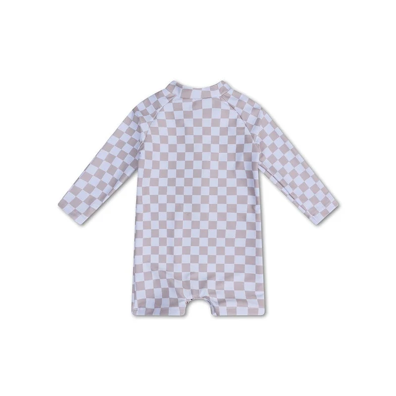 UV Swimsuit Boys - Beige/White - Checkmate