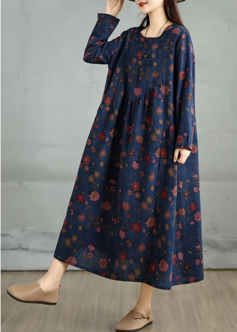 Elegantes Vintage-Kleid mit Blumenmuster für Damen – perfekt für Frühling und Herbst