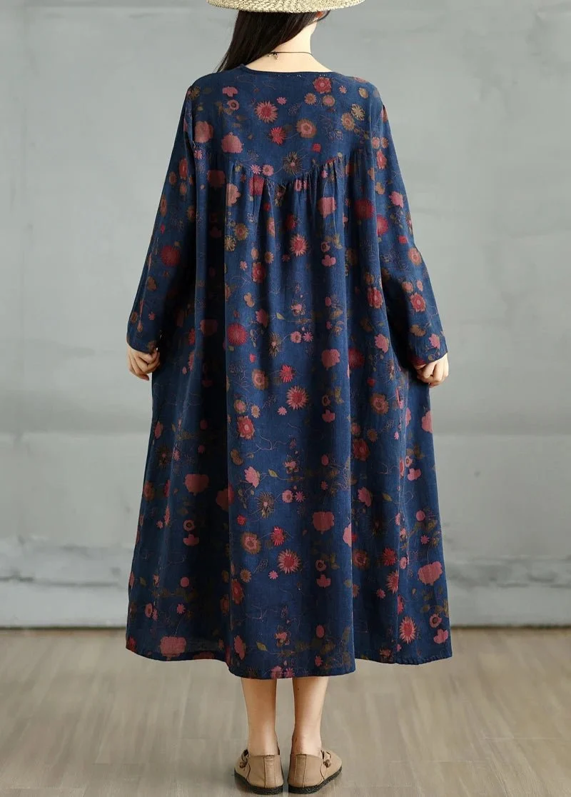 Elegantes Vintage-Kleid mit Blumenmuster für Damen – perfekt für Frühling und Herbst