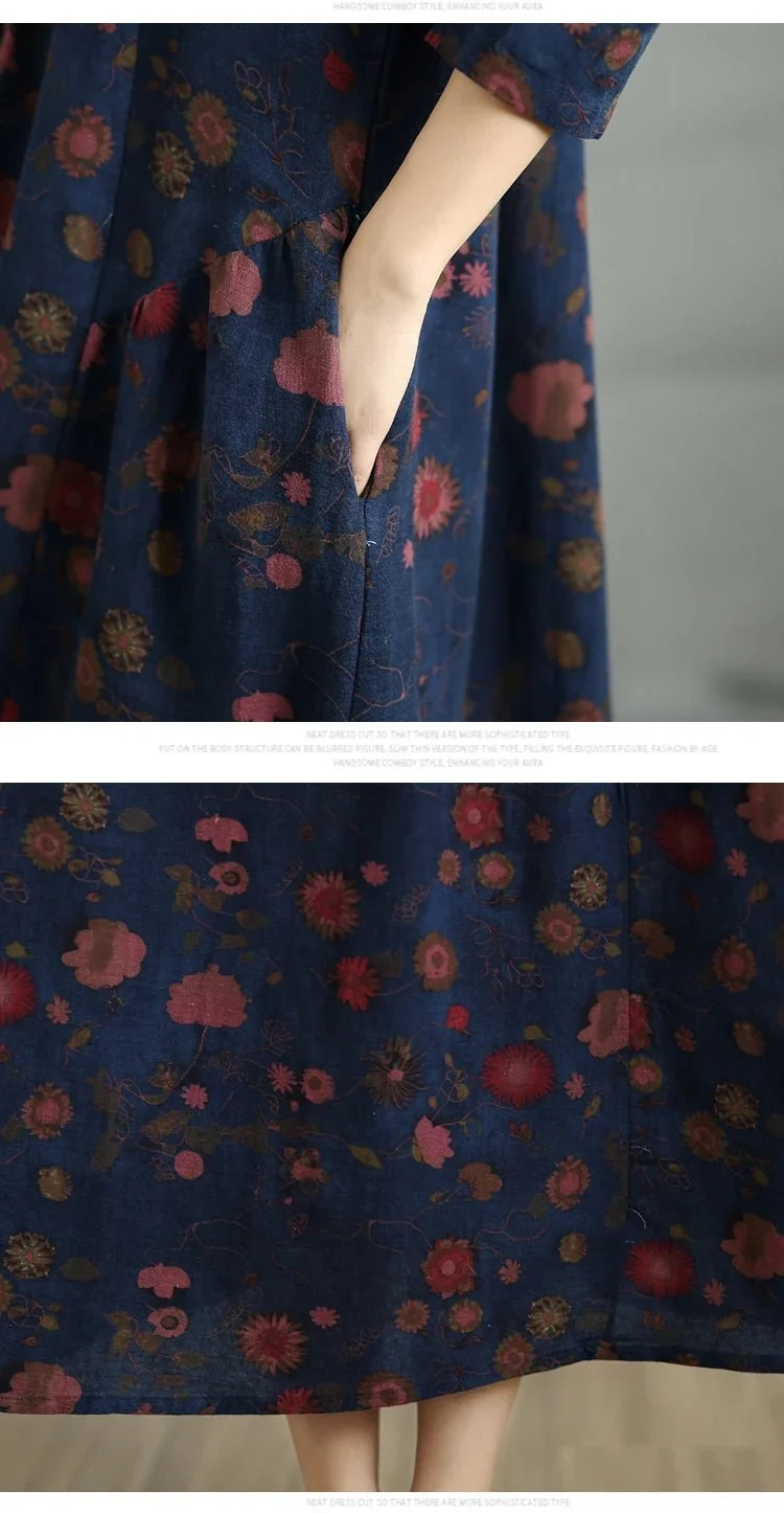 Elegantes Vintage-Kleid mit Blumenmuster für Damen – perfekt für Frühling und Herbst