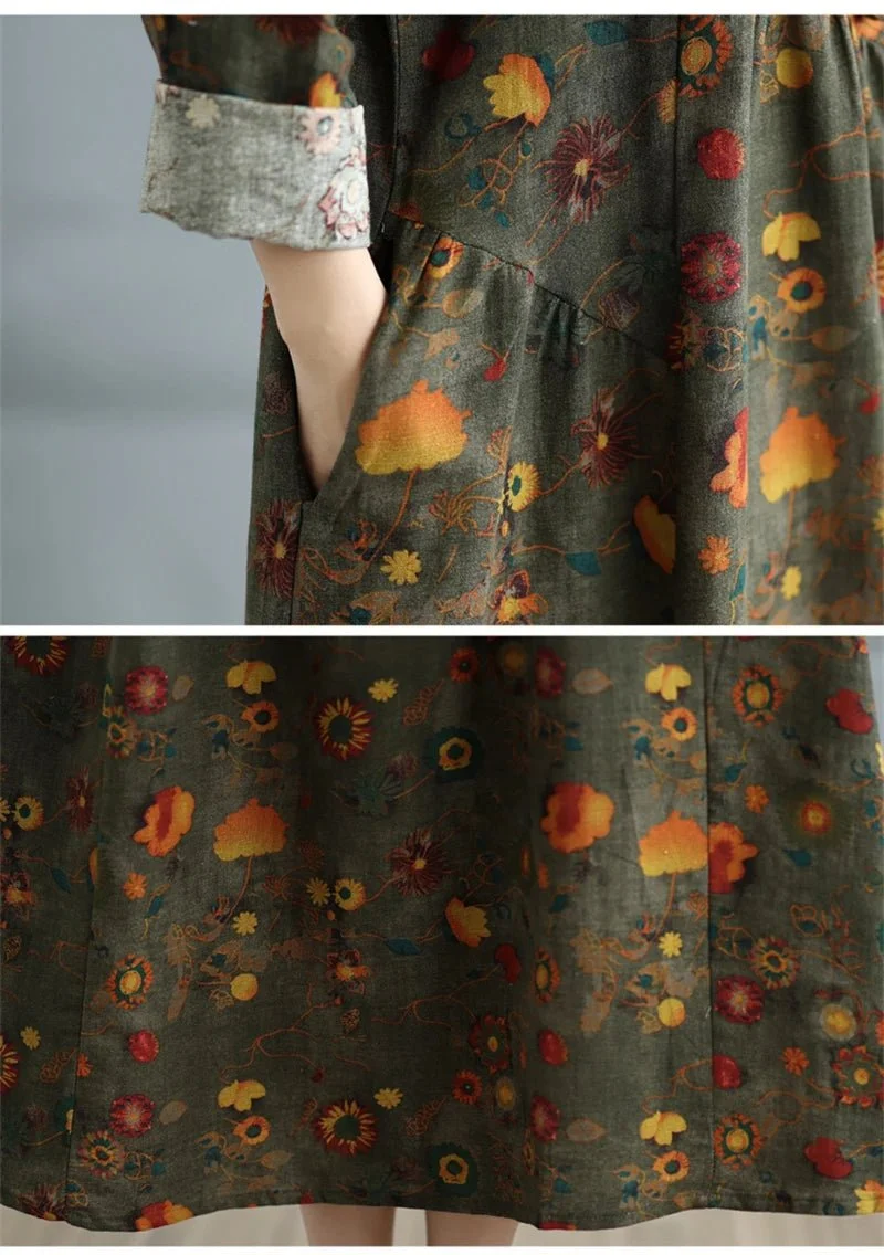 Elegantes Vintage-Kleid mit Blumenmuster für Damen – perfekt für Frühling und Herbst