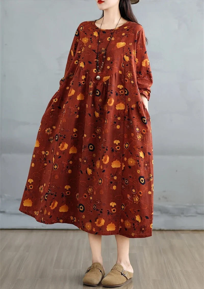 Elegantes Vintage-Kleid mit Blumenmuster für Damen – perfekt für Frühling und Herbst