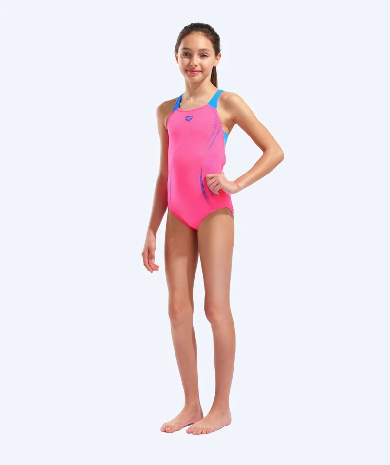 Arena Badeanzug für Mädchen - Poseidonia - Hellrosa/Blau