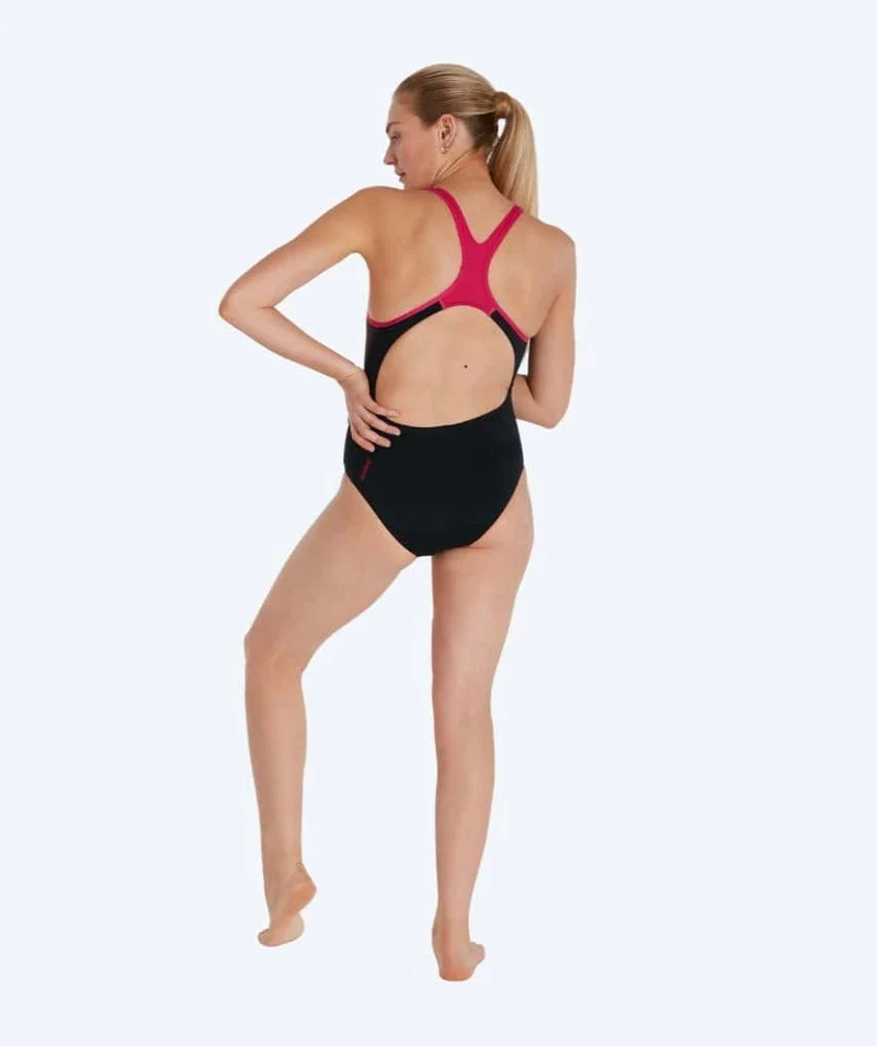 Speedo Badeanzug für Damen - Placement Laneback - Schwarz/Rot