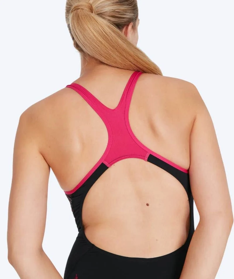 Speedo Badeanzug für Damen - Placement Laneback - Schwarz/Rot