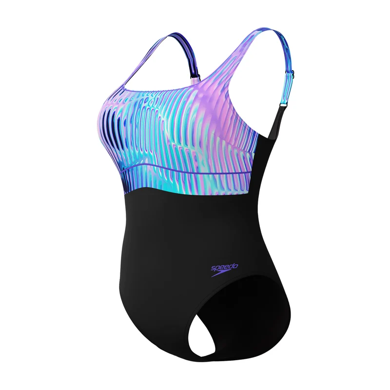 Speedo Damen Shaping Contour-Eclipse Printed Schwimmanzug Indigo Glow