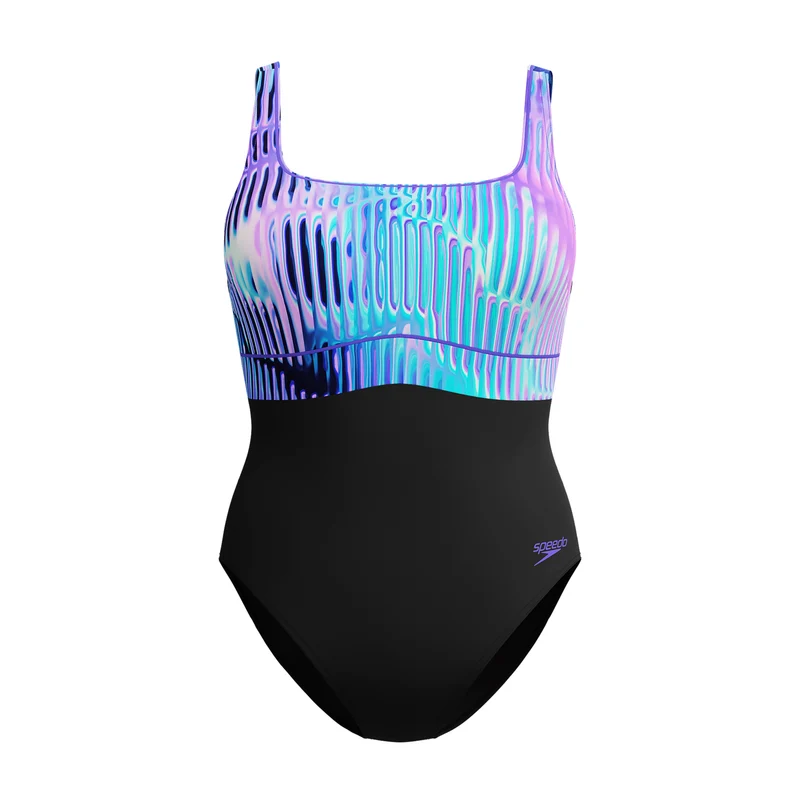 Speedo Damen Shaping Contour-Eclipse Printed Schwimmanzug Indigo Glow