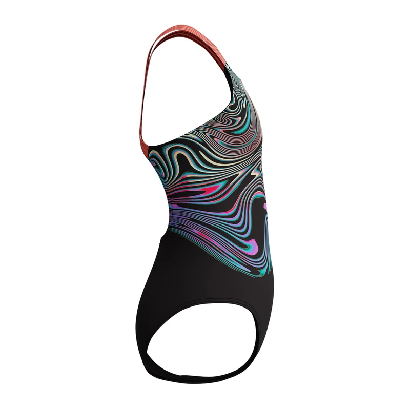 Speedo Mädchen Schwimmanzug Placement Powerback Neon Coral