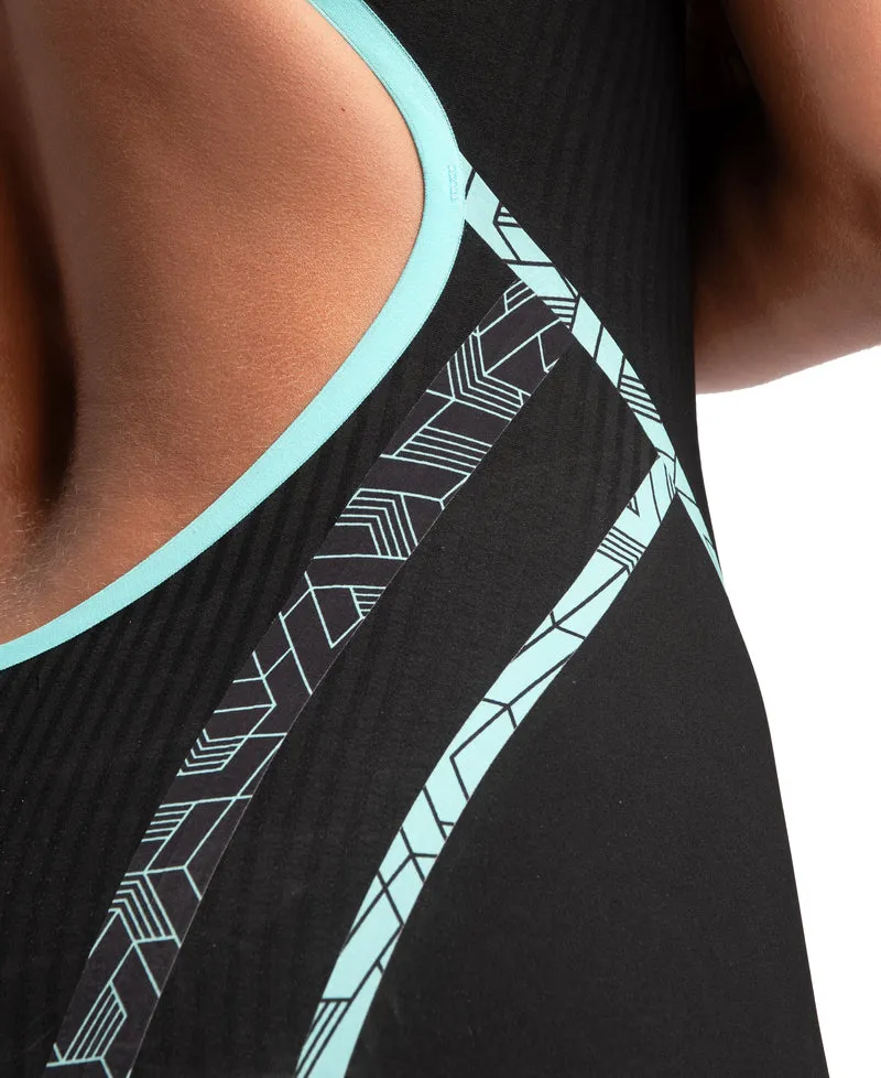 Arena Damen Powerskin Primo Bodysuit Open Back Black-Teal