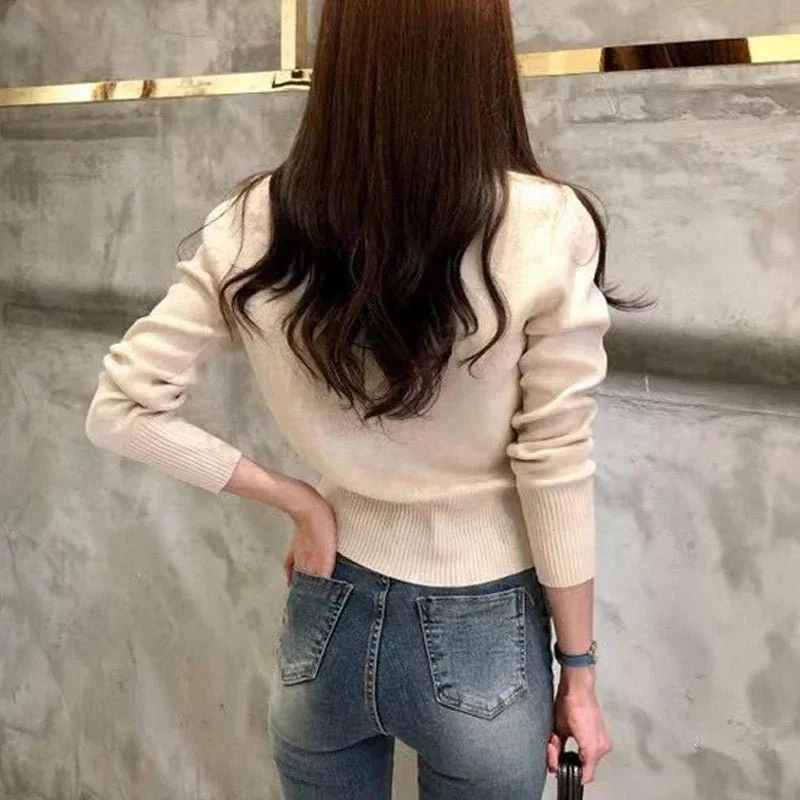 Damen-Strickcardigan mit Knopfleiste – Kuscheliges Woll-Baumwoll-Gemisch, lange Ärmel, Rundhalsausschnitt