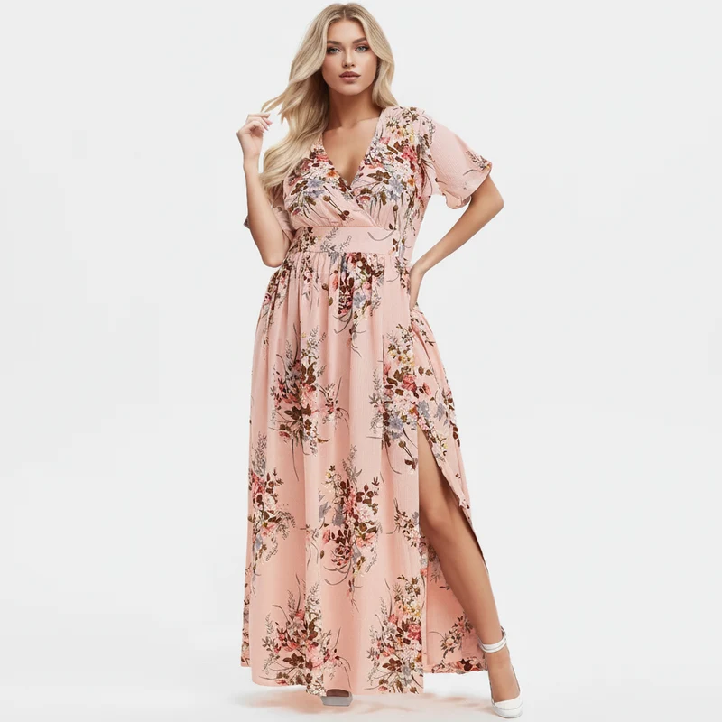 Verleihen Sie Ihrem Stil mit unserem geblümten Maxikleid in Übergröße das gewisse Etwas – perfekt für jeden Anlass!