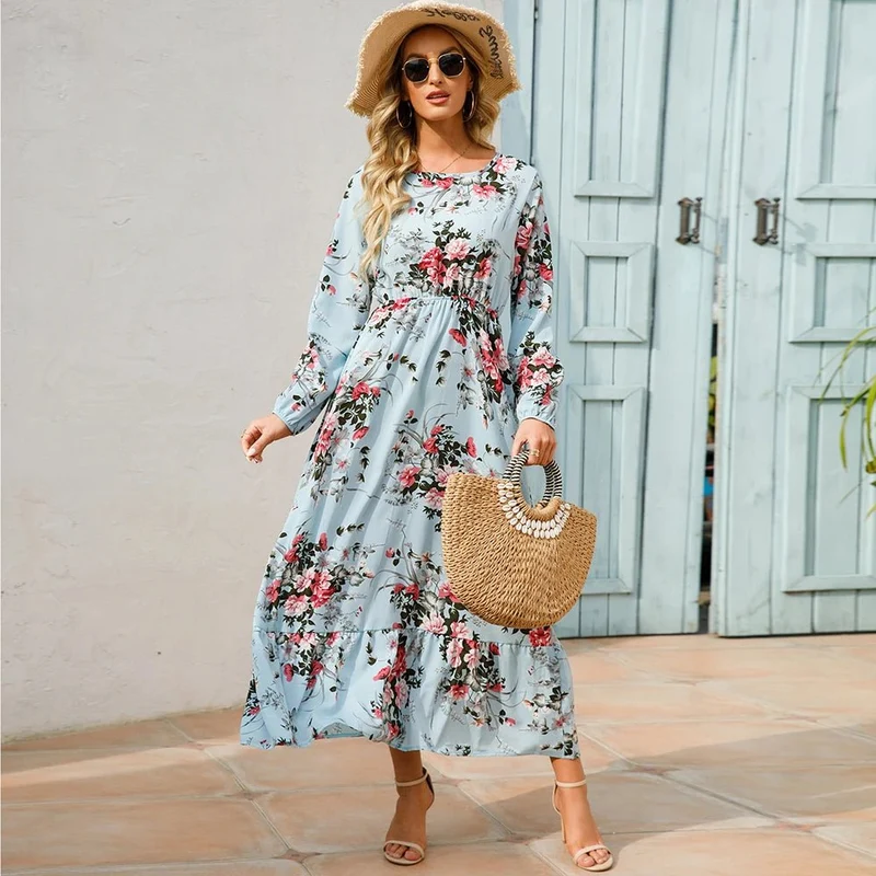 Mühelos elegant: Das geblümte Maxikleid im Boho-Stil für jeden Anlass