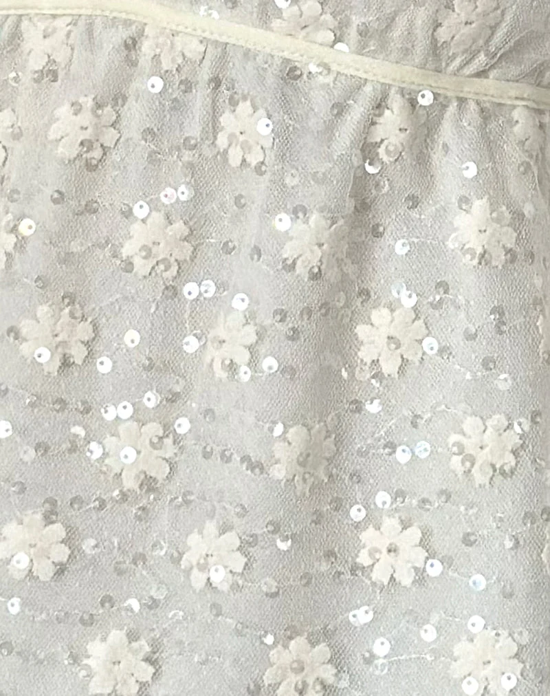 Aloysia Top aus Paillettenspitze Elfenbein