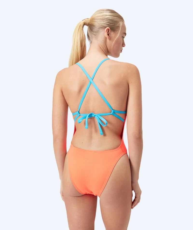 Speedo Badeanzug für Damen - Solid Tie Back - Orange/Blau