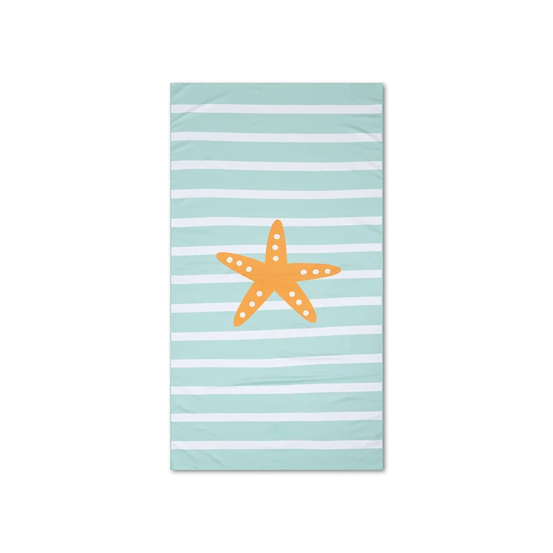 Beach Towel Microfiber - Green/White - Stars - 170 x 90 cm