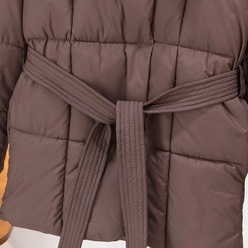 Damen-Winterjacke mit Gürtel – Dick gefütterter, warmer Parka für Damen
