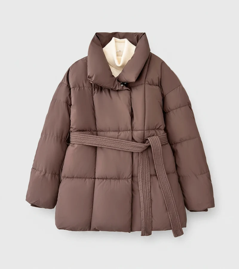 Damen-Winterjacke mit Gürtel – Dick gefütterter, warmer Parka für Damen