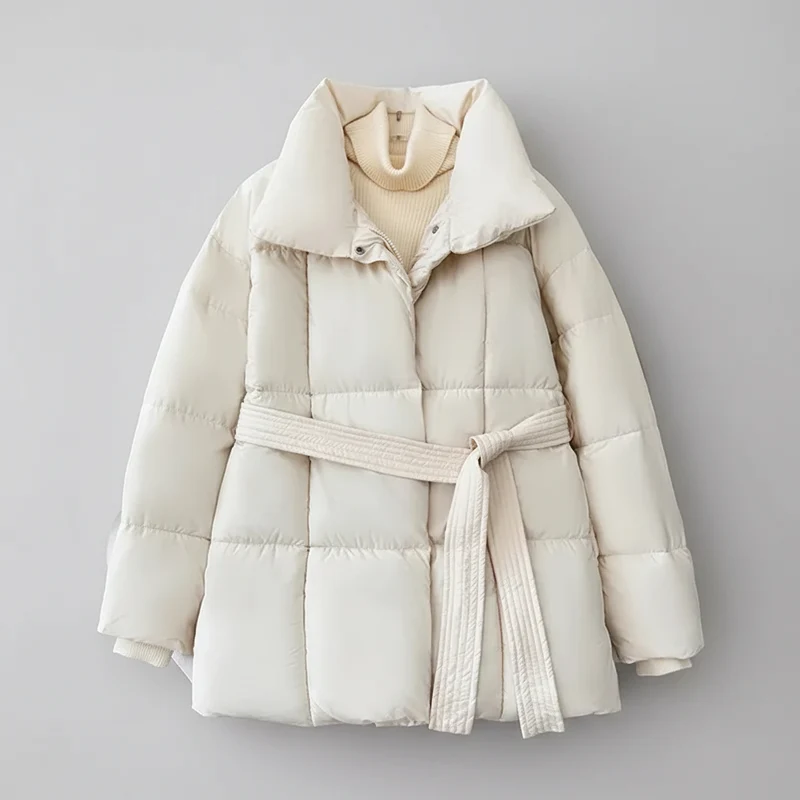 Damen-Winterjacke mit Gürtel – Dick gefütterter, warmer Parka für Damen