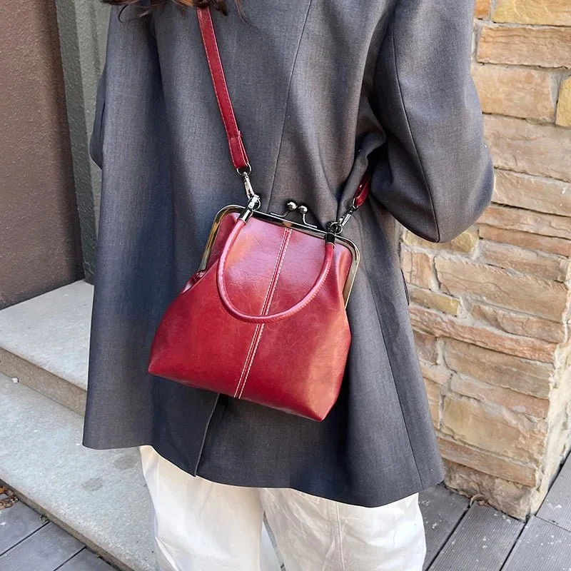 Vielseitige Designer-Schultertasche für Damen | Retro-Handtasche aus PU-Leder