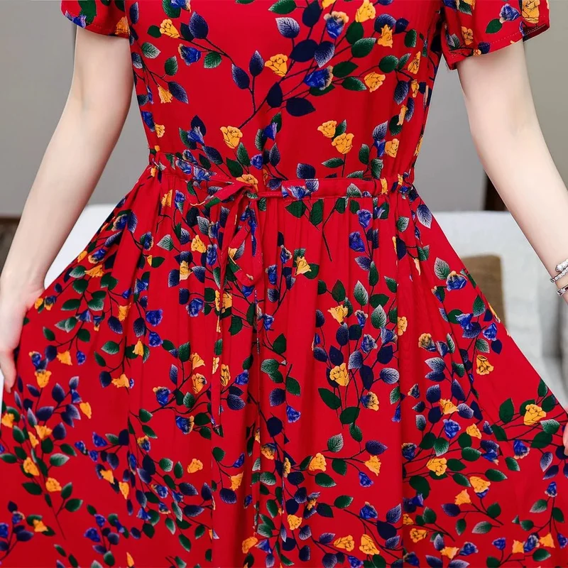 Sommerkleid für Damen in Übergröße, Kurzarm, bedruckt, lässig