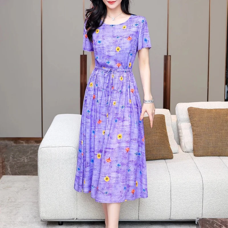 Sommerkleid für Damen in Übergröße, Kurzarm, bedruckt, lässig