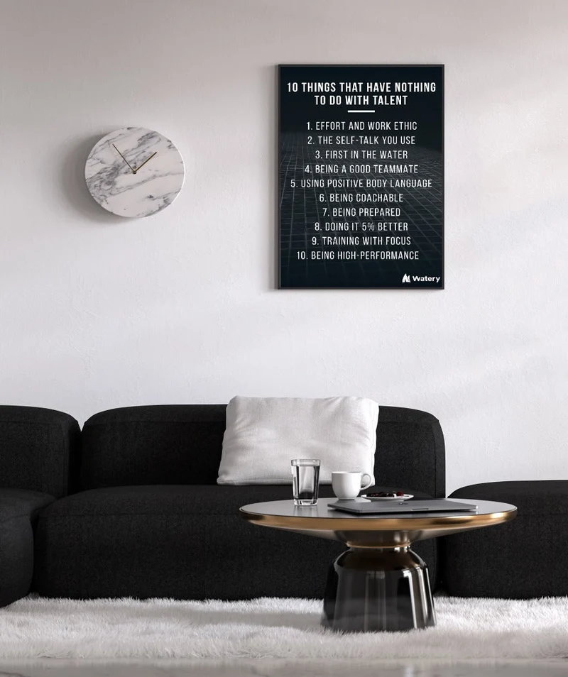 Watery Poster mit Schwimmsport-Motiven - 10 things that have nothing to do with talent - B2