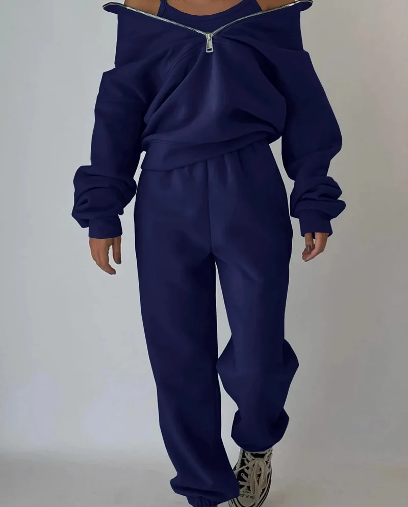 Stilvoll und gemütlich: Das elegante Trainingsanzug-Set für Damen für Herbst und Winter