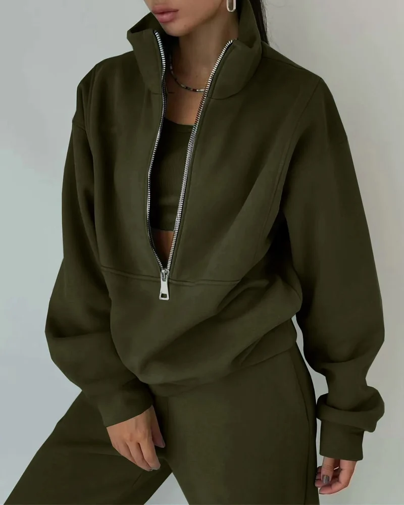 Stilvoll und gemütlich: Das elegante Trainingsanzug-Set für Damen für Herbst und Winter
