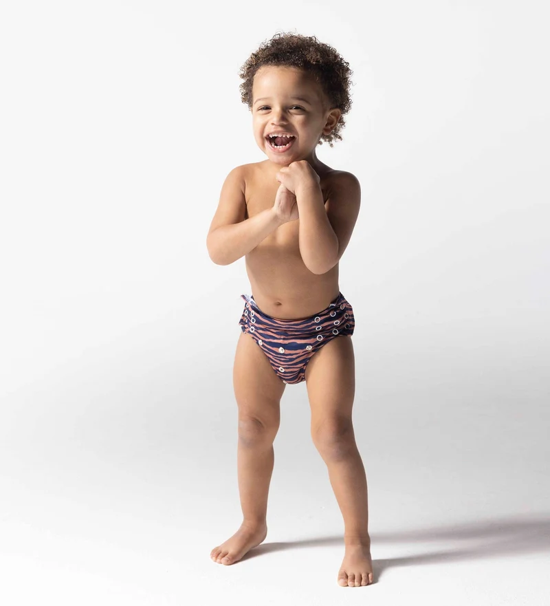 Swim Diaper - Blue/Orange - Vibrant Stripes