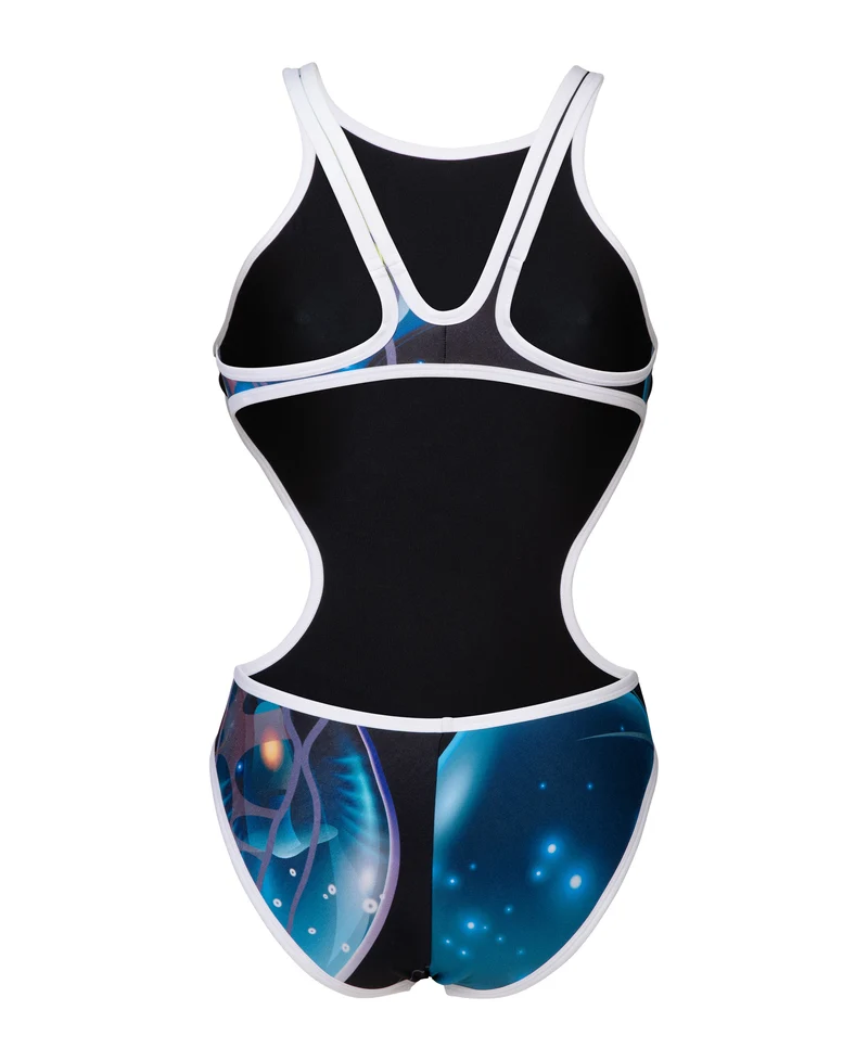 Arena Damen Badeanzug One Print Swim Tech Black-Multi-White