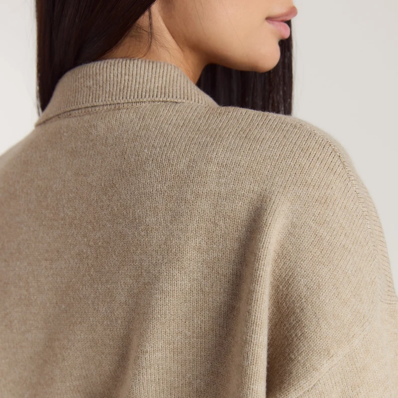 Knopfleister Pullover - Hellbraun