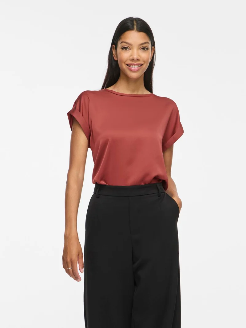 VIELLETTE S/S SATIN TOP