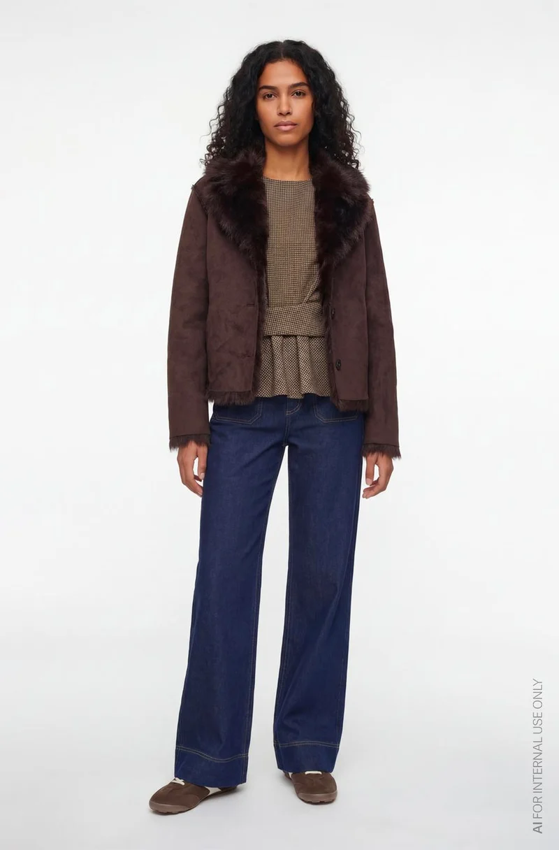 VICHEKKA O-NECK S/L CHECKERED TOP