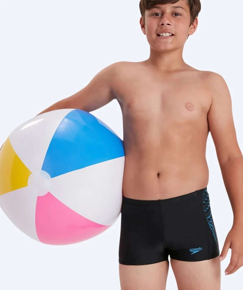 Speedo Aquashorts für Jungen - Allover Panel - Schwarz/Hellblau