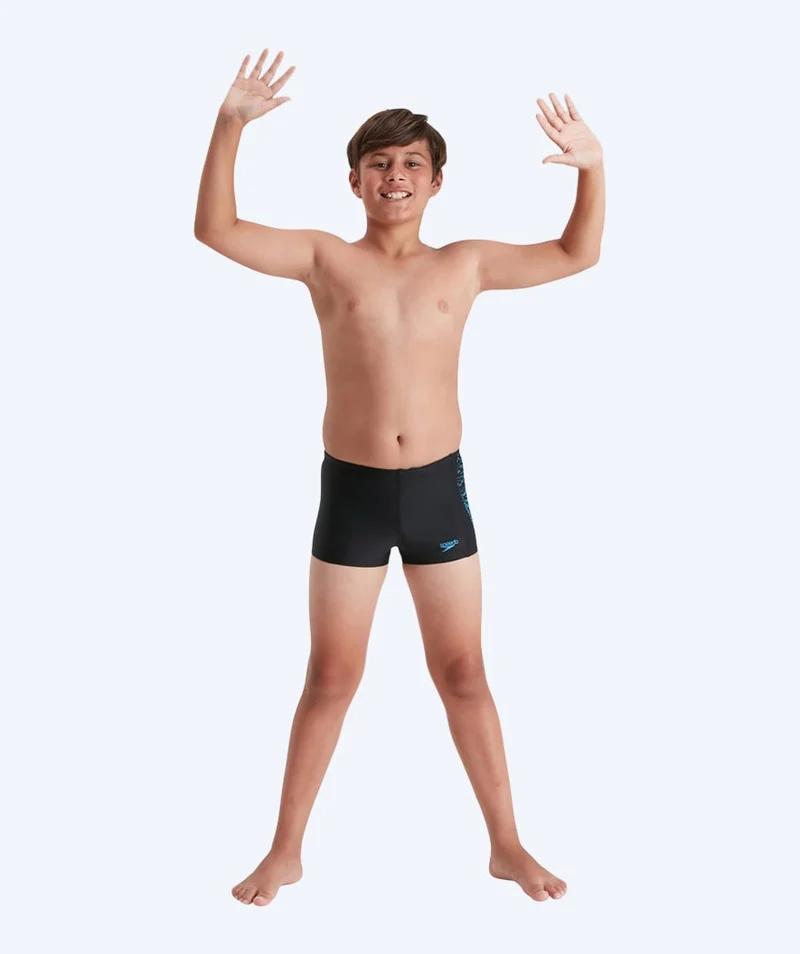 Speedo Aquashorts für Jungen - Allover Panel - Schwarz/Hellblau
