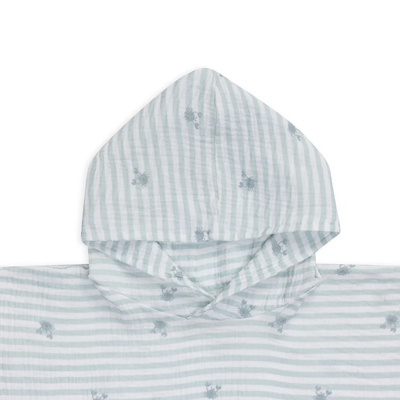 Beach Poncho - White/Green - Crabby - 52 x 52 cm