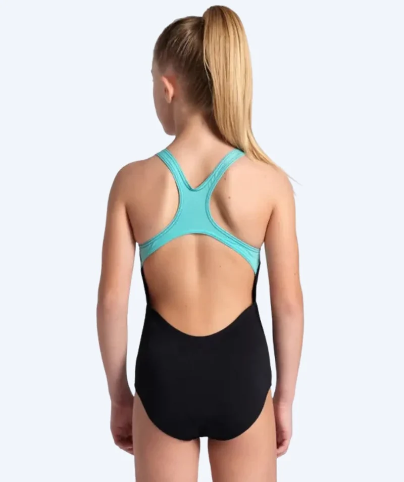 Arena Badeanzug für Mädchen - Reflecting Swim Pro Back - Schwarz/Hellblau