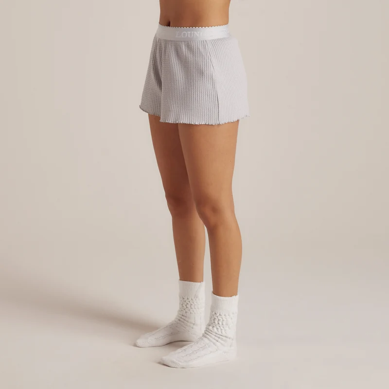 Soft Waffle Pyjama-Shorts - Eisgrau