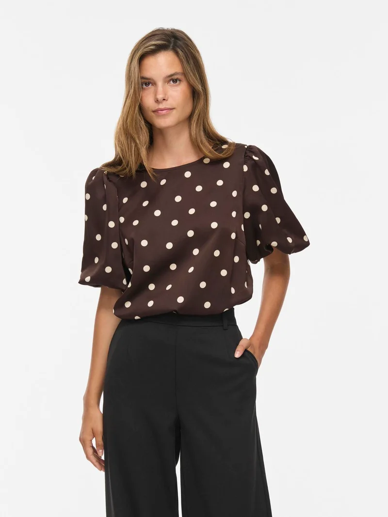 VIELLETTE 2/4 SATIN PUFF TOP