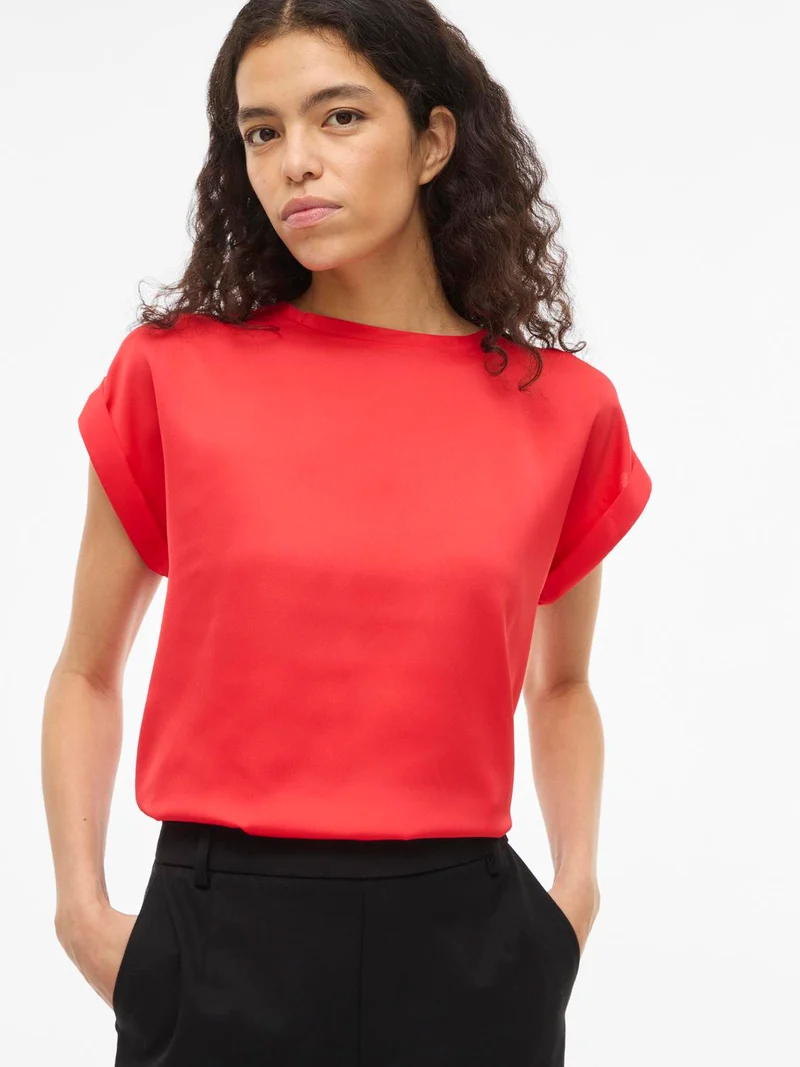 VIELLETTE S/S SATIN TOP