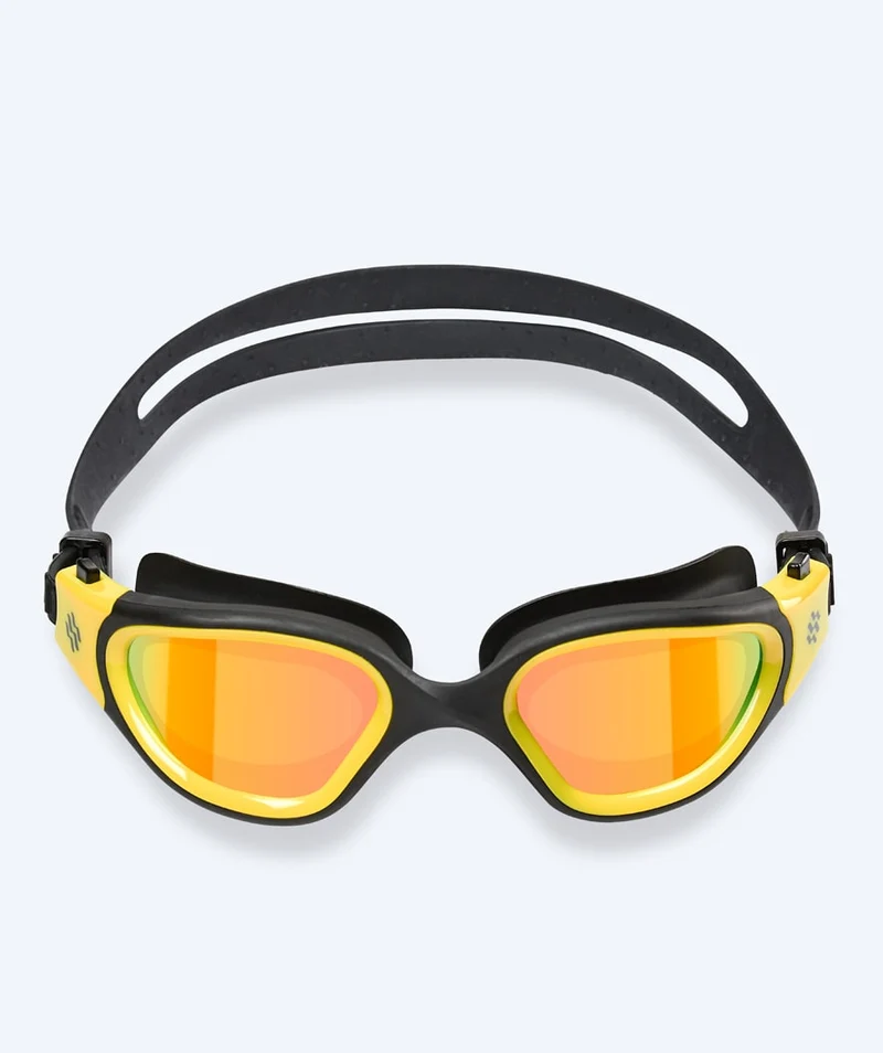Watery Schwimmbrille für Freizeitschwimmer - Raven Mirror - Schwarz/Gelb