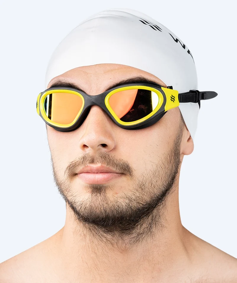 Watery Schwimmbrille für Freizeitschwimmer - Raven Mirror - Schwarz/Gelb